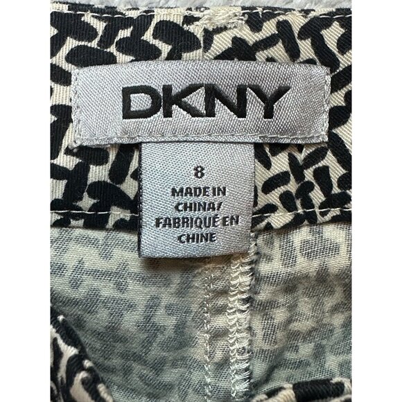 DKNY Trousers Pants Womens Size 8 Printed Black White Tapered Low Rise Cotton - Picture 6 of 10